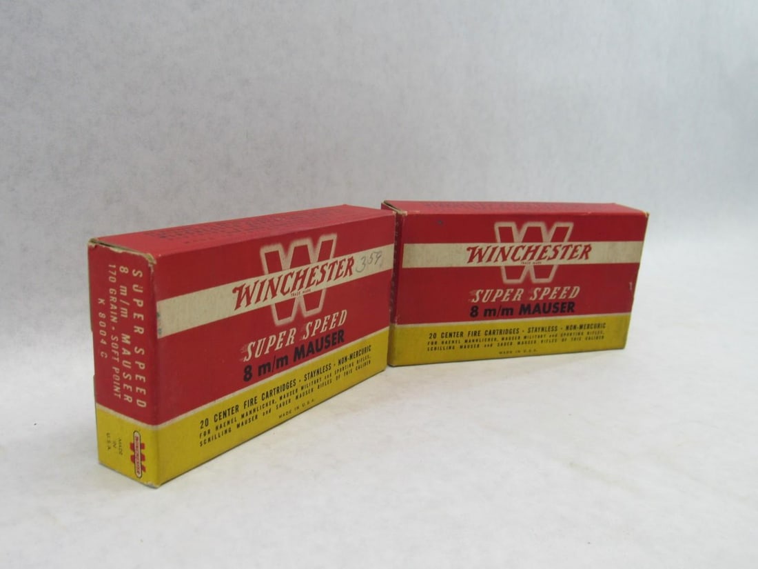 (2) Vintage Winchester Boxes 8mm Mauser Super Speed Cartridges - 4