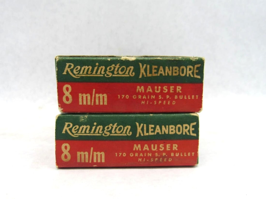 (2) Vintage Remington Boxes 8mm Mauser Hi Speed Cartridges - 2