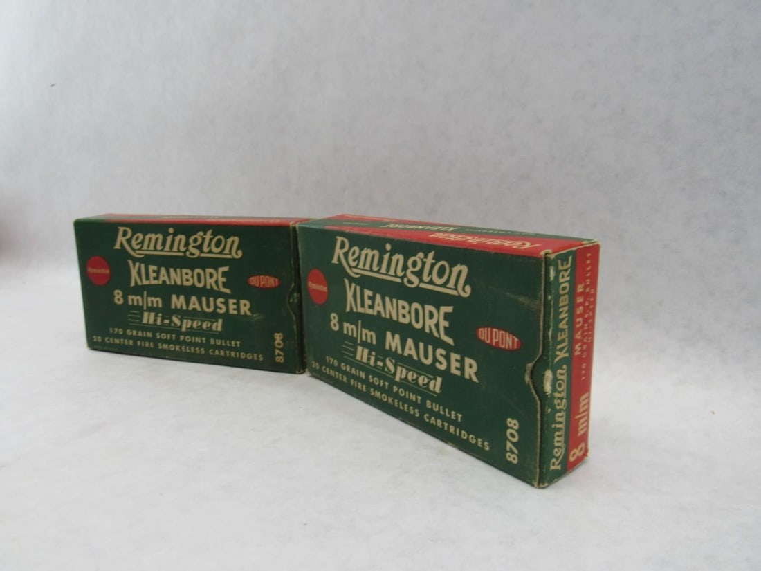 (2) Vintage Remington Boxes 8mm Mauser Hi Speed Cartridges - 5