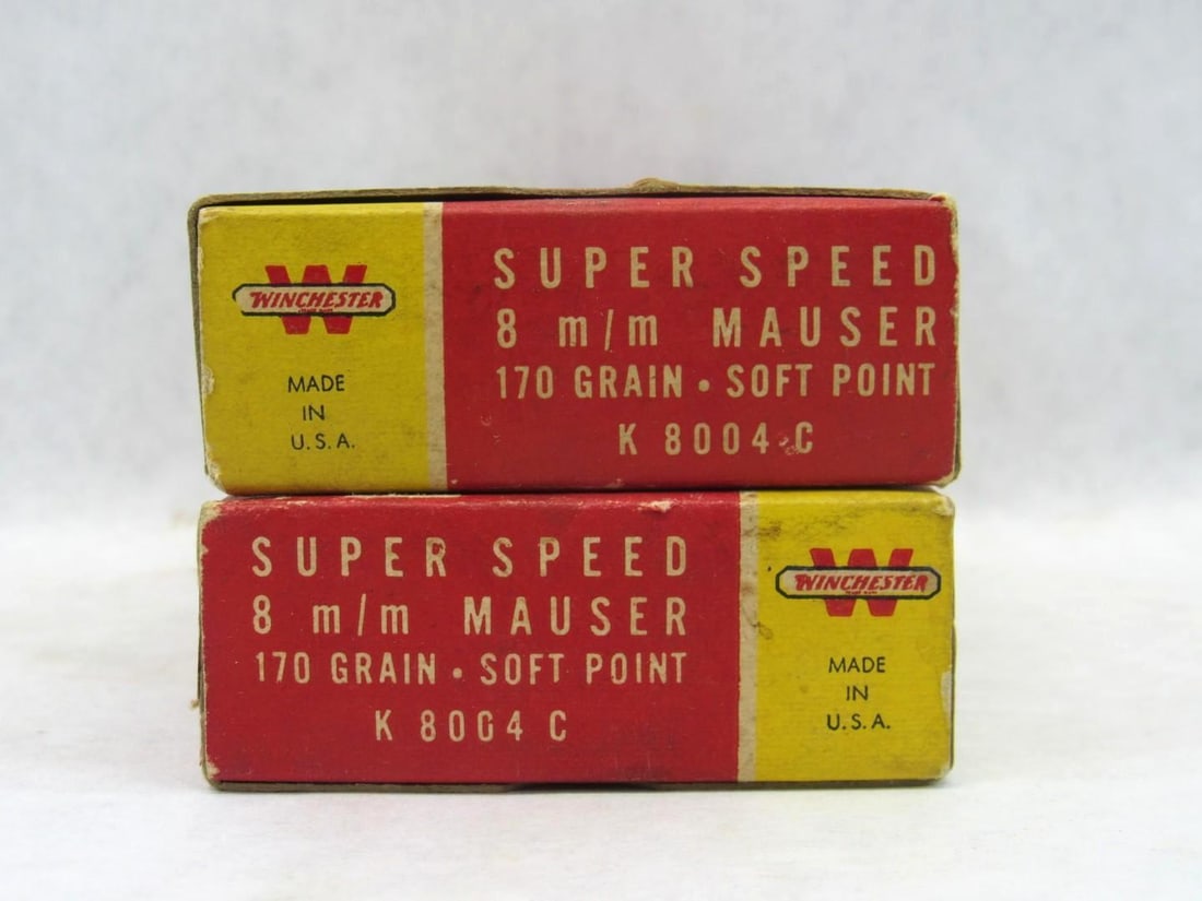 (2) Vintage Winchester Boxes 8mm Mauser Super Speed Cartridges - 2