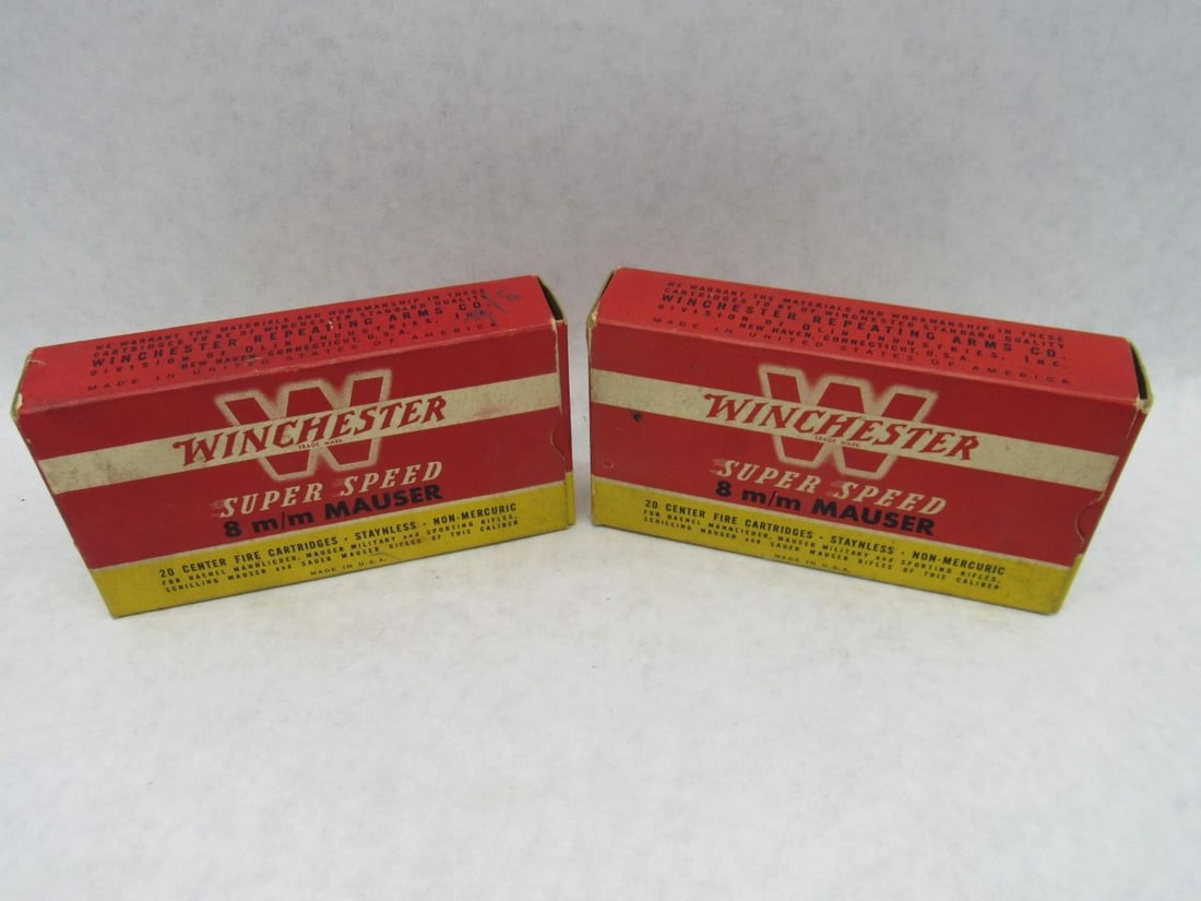 (2) Vintage Winchester Boxes 8mm Mauser Super Speed Cartridges - 3