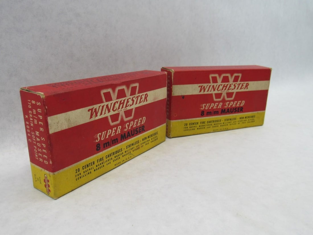 (2) Vintage Winchester Boxes 8mm Mauser Super Speed Cartridges - 4