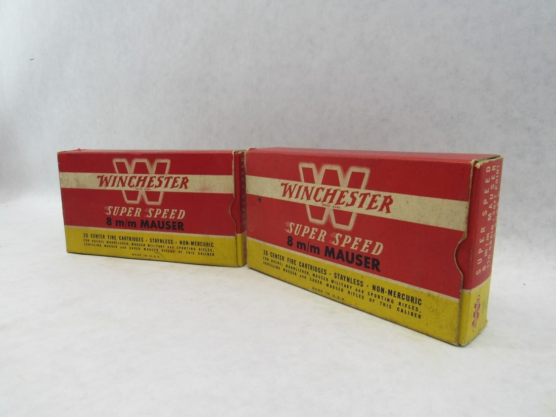 (2) Vintage Winchester Boxes 8mm Mauser Super Speed Cartridges - 5