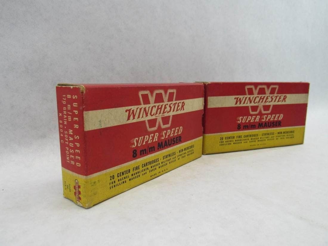 (2) Vintage Winchester Boxes 8mm Mauser Super Speed Cartridges - 4