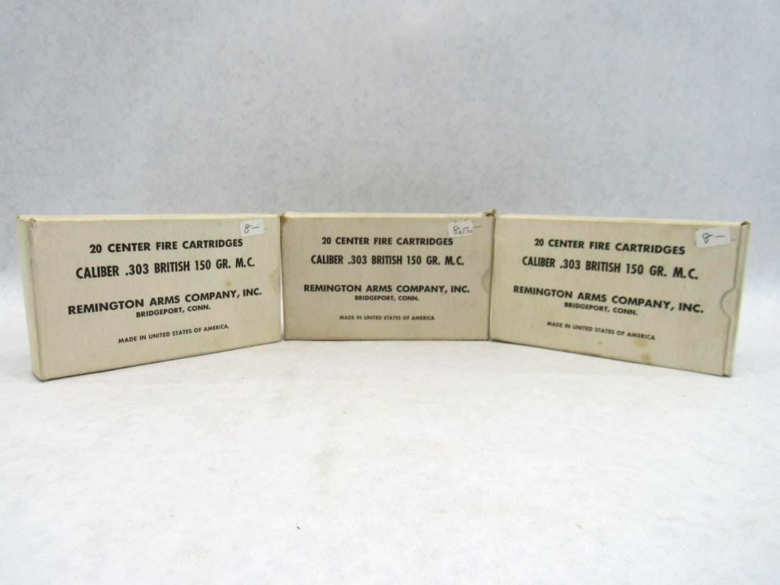 (3) Vintage Remington Arms Co. .303 British Cartridges: 60rds 