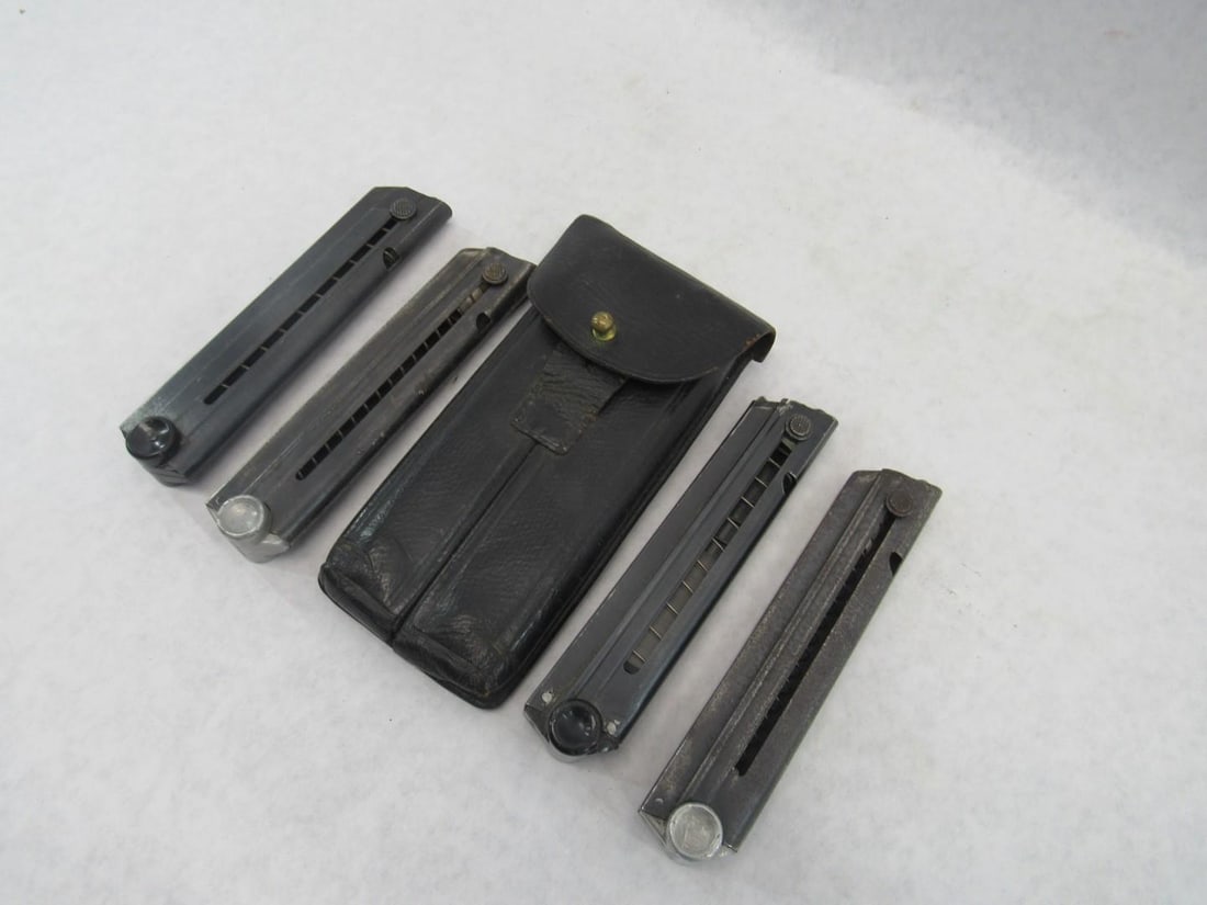 (6) Luger 9mm Magazines, w/Double Mag Pouch - 3