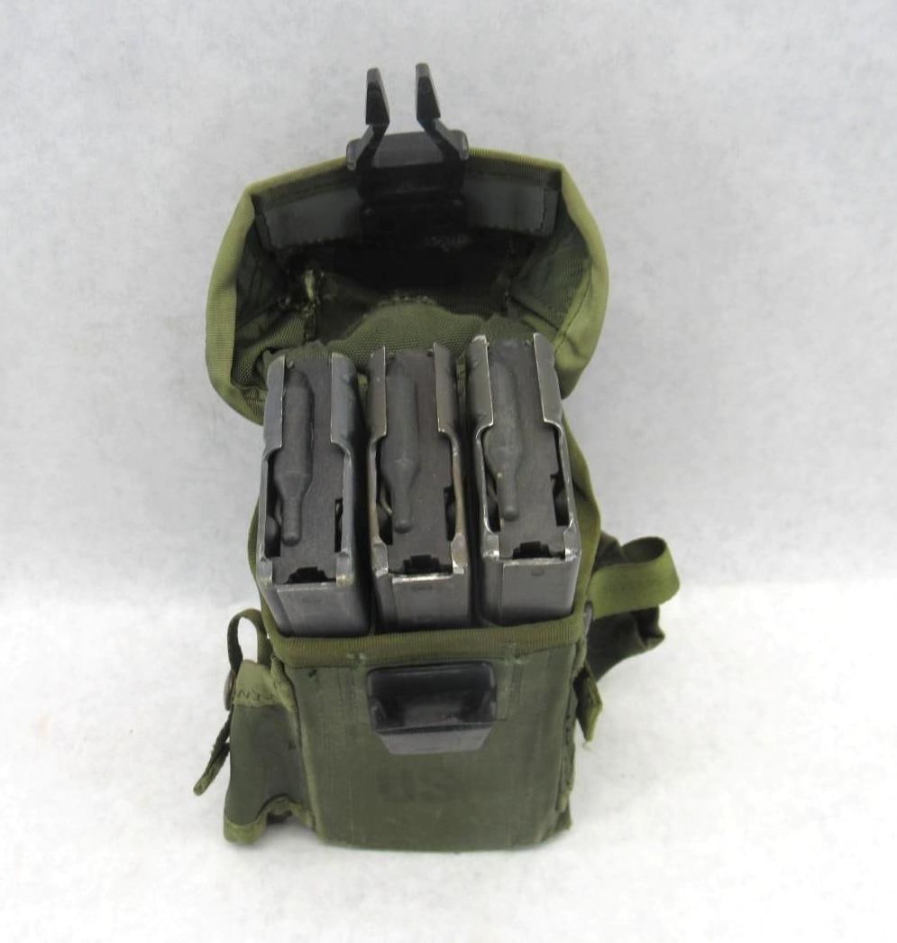 Vintage U.S. Army Issue Magazine Pouch w/(3) M16 5.56 Magazines - 2