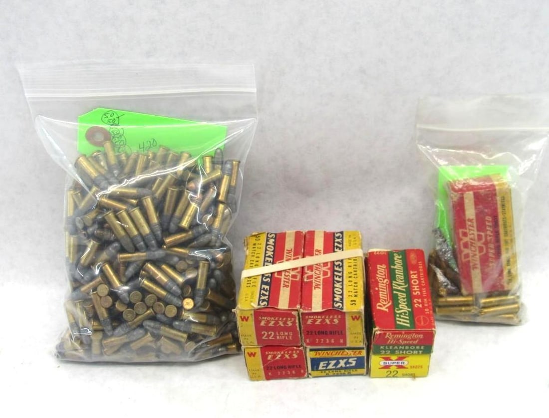 (714+/-) .22 Cartridges: incl. S, L, & LR, some Collectible Boxes