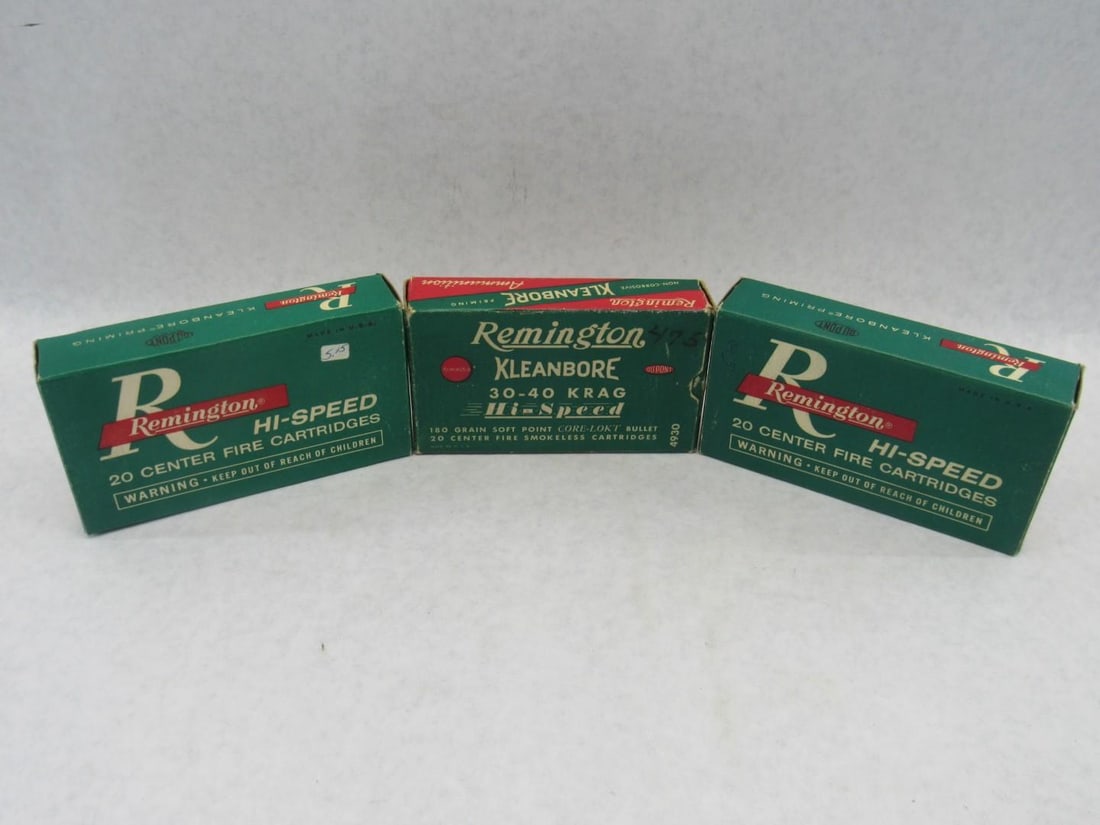 (3) Vintage Remington Boxes 30-40 Cartridges - 3