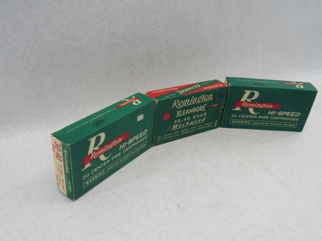 (3) Vintage Remington Boxes 30-40 Cartridges - 4