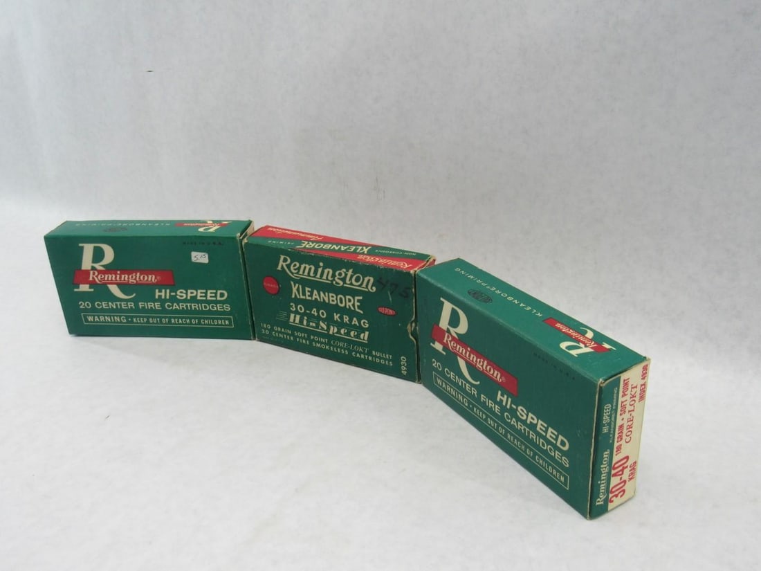 (3) Vintage Remington Boxes 30-40 Cartridges - 5