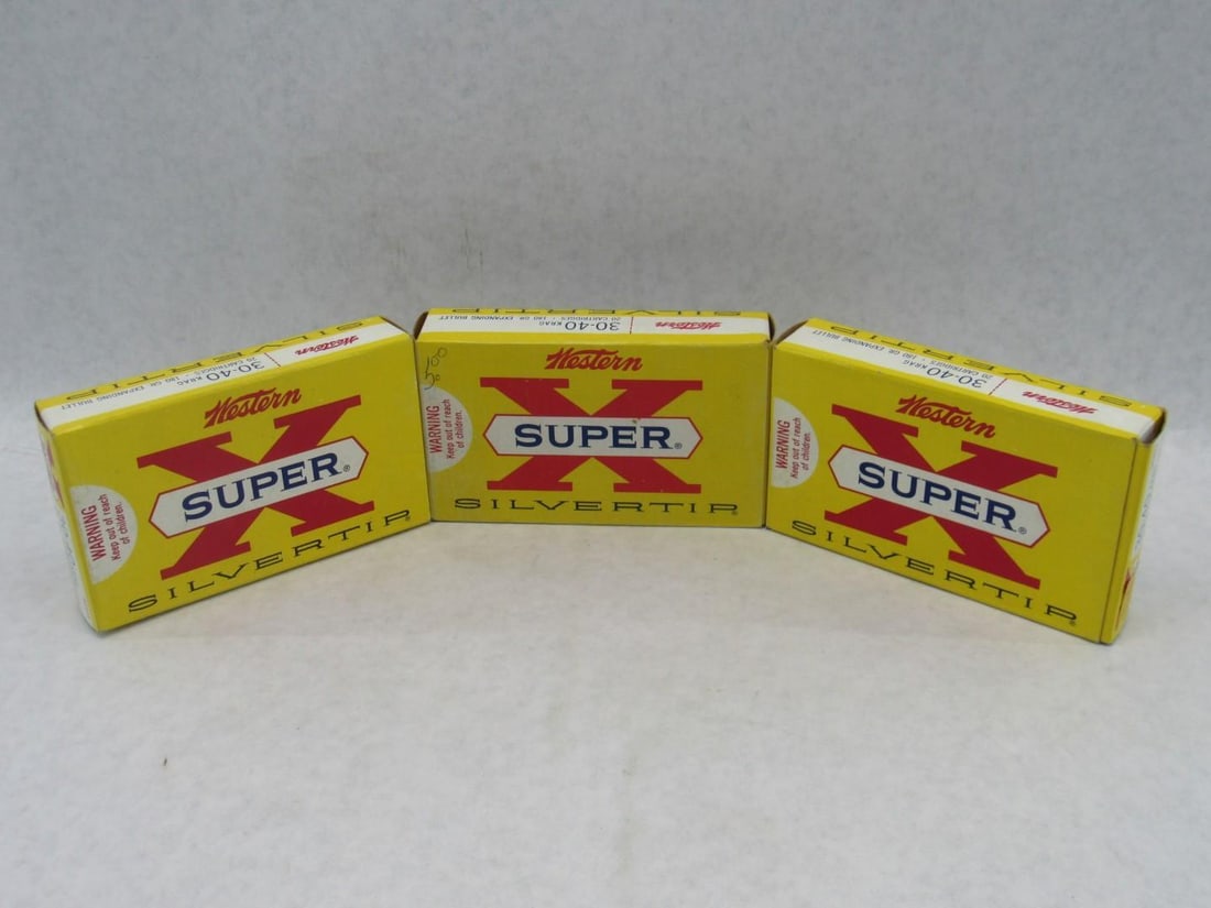 (3) Vintage Western Boxes 30-40 Super-X Cartridges - 3