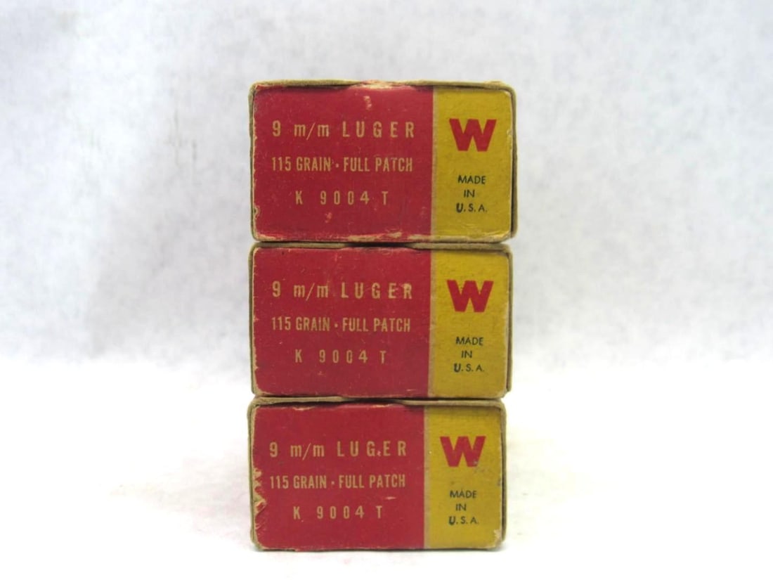 (3) Vintage Winchester Boxes 9mm Luger Cartridges - 2