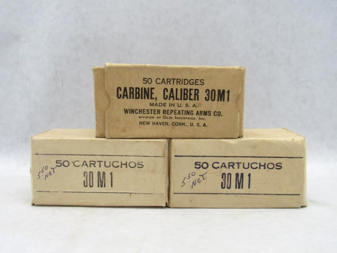 (3) Boxes .30 MI Cartridges: 117rds 