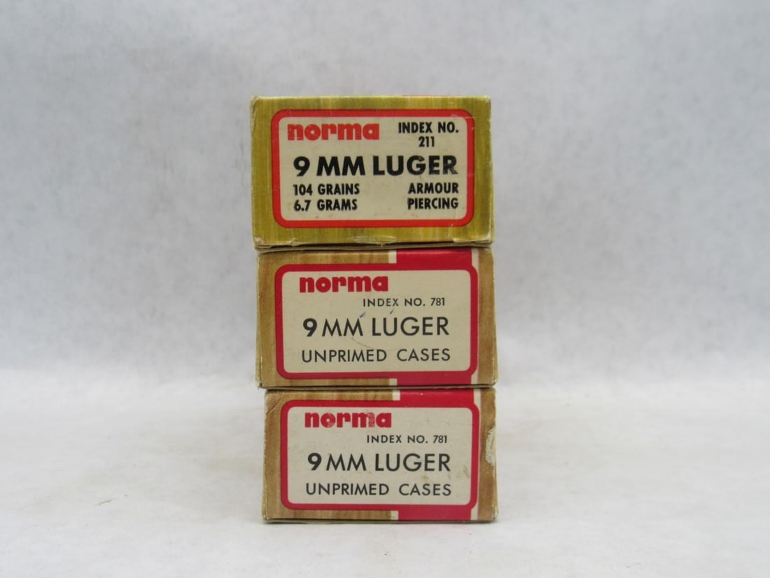 (3) Vintage Norma Boxes 9mm Luger Cartridges - 2