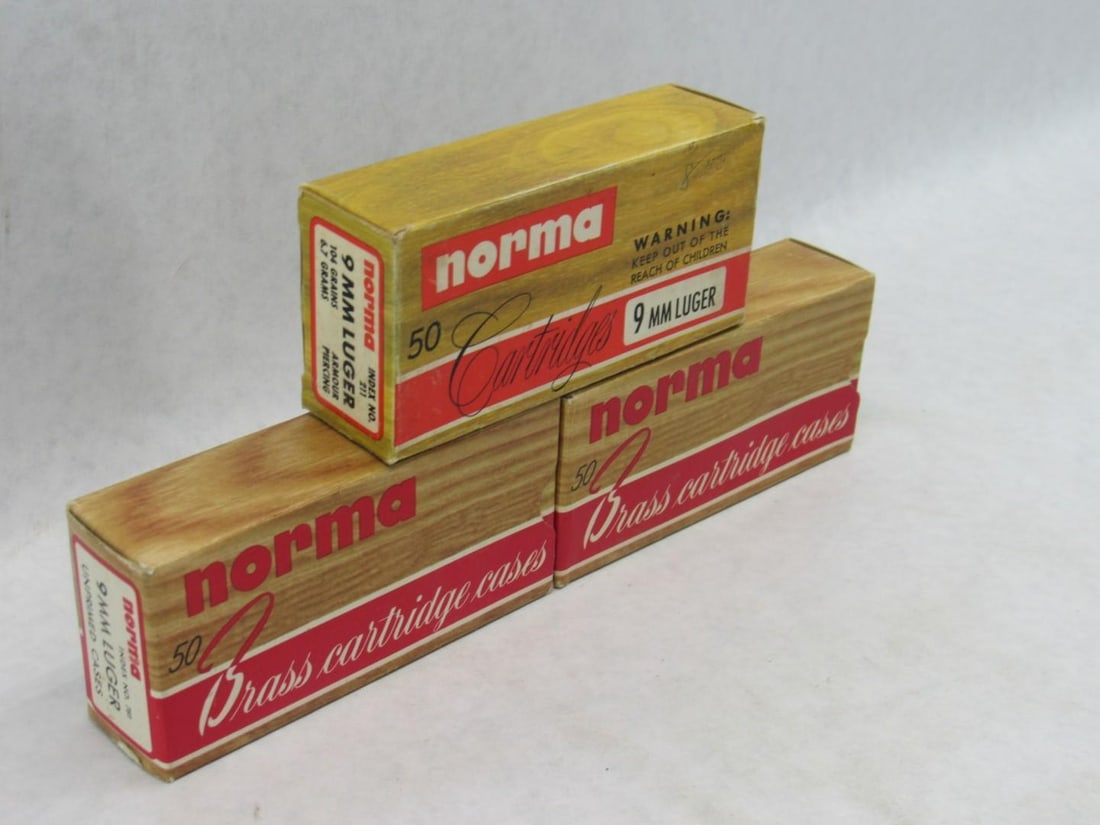 (3) Vintage Norma Boxes 9mm Luger Cartridges - 4