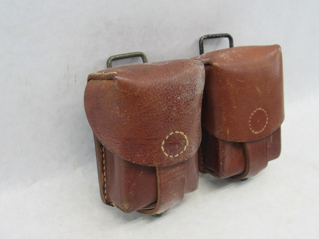 (2) Vintage West German Leather Cartridge Cases - 3