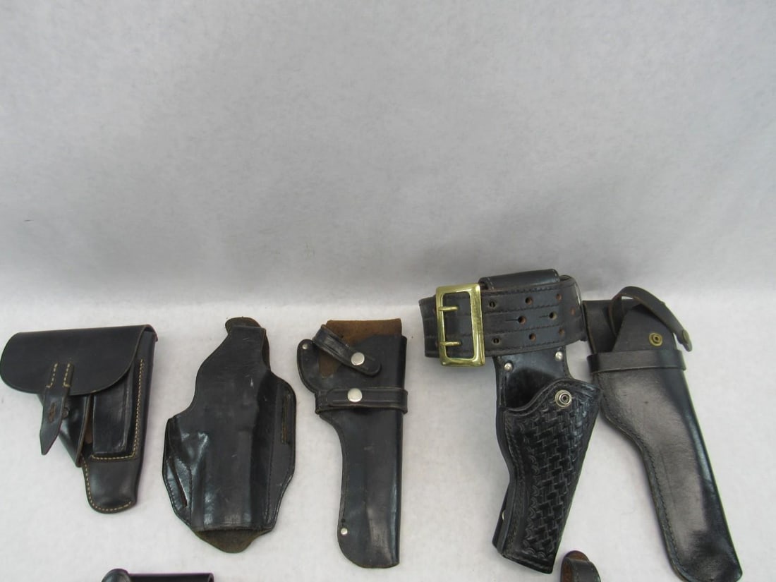 (14) Black Leather Holsters, Pouches - 6