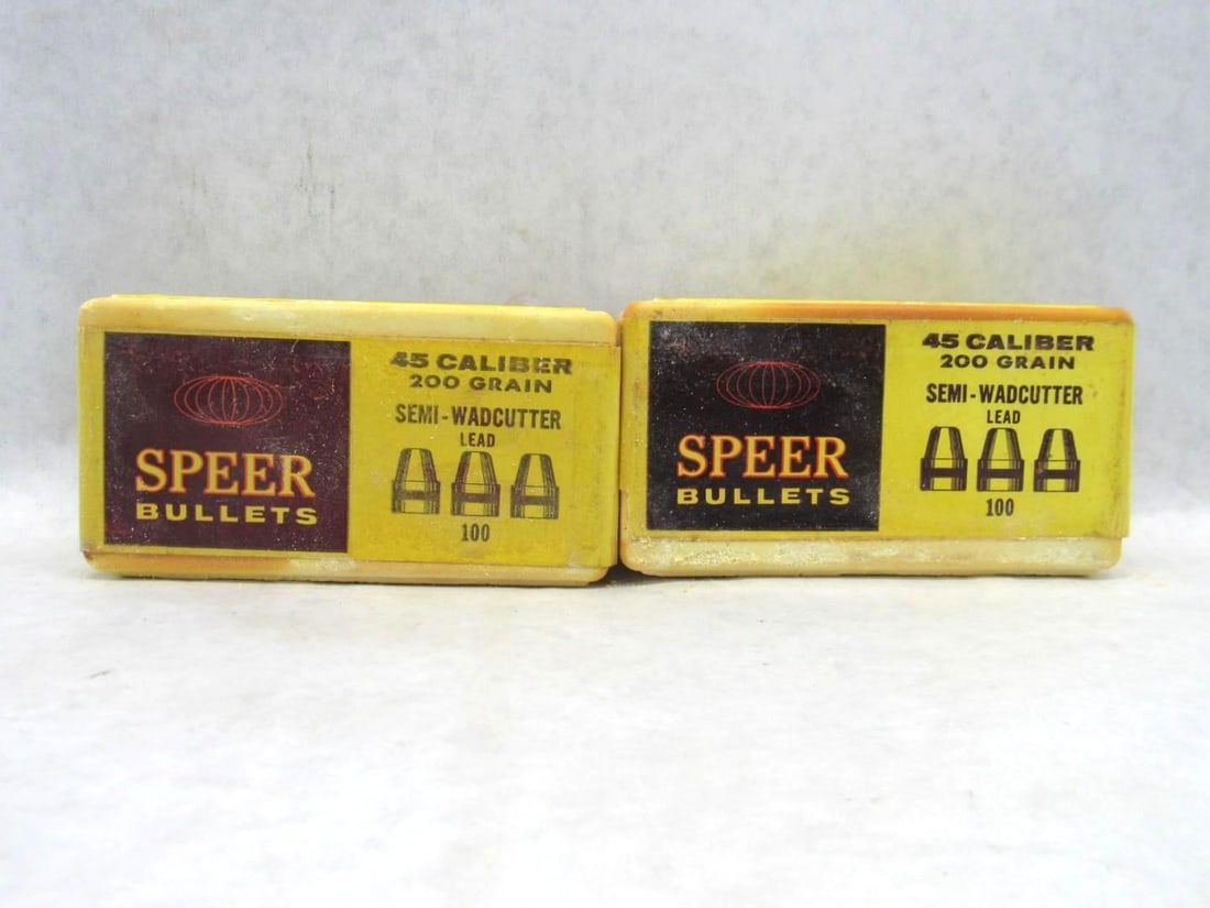 (200) Speer .45 Caliber Bullets: Semi-Wadcutter Lead 