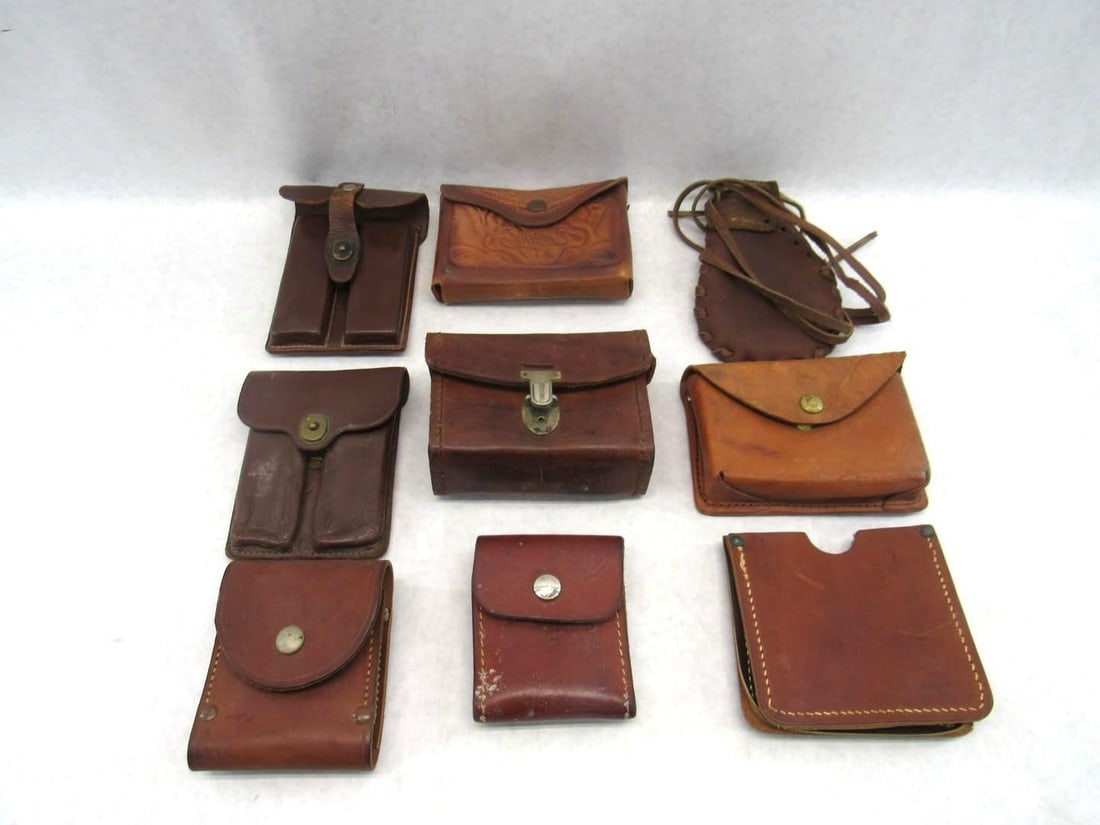 (9) Leather Pouches: (9) Leather Pouches 