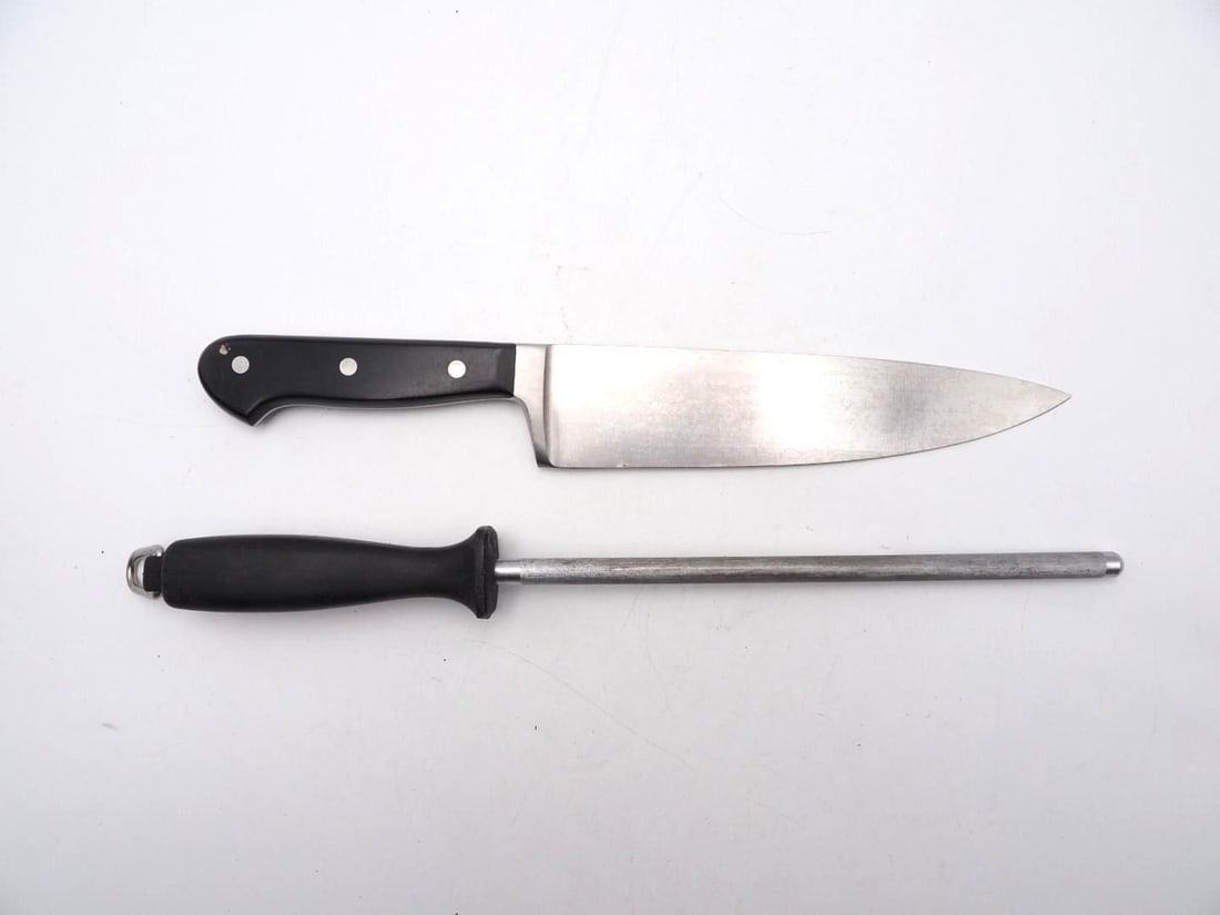 Wusthof Classic Chef's Knife & Wusthof Steel: 8" blade; 13" overall length; steel 14" overall length 