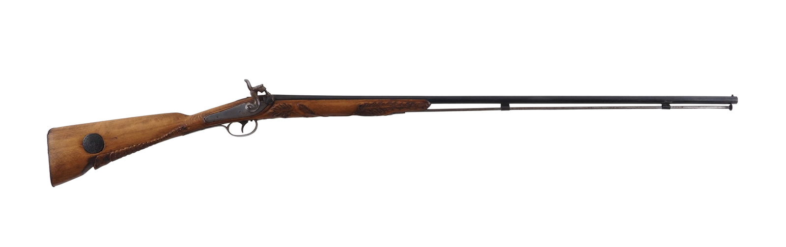 Belgian Percussion Smooth Bore: no s.n., .410 bore, 30" smooth bore barrel, carbed stock. Exempt