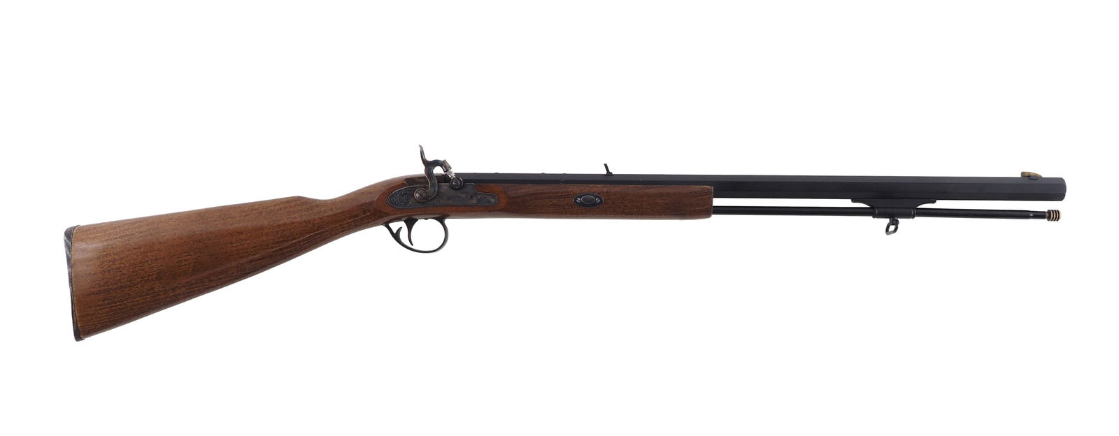 Traditions Deerhunter Percussion Rifle: s.n. 14-13-027565-95, .50 cal. 24" octagon barrel with iron sights and case color lock. Slight crack at base of tang and a few light handling marks. Exempt