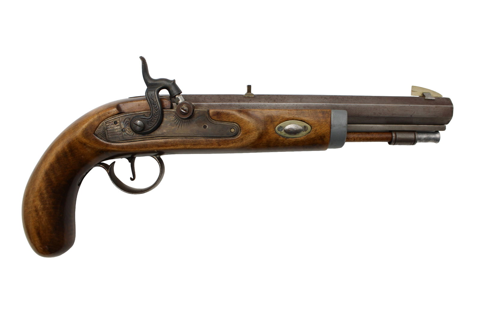 CVA Percussion Pistol: s.n. 0016712, .45 cal., 8" octagon barrel with fixed sights. Exempt 