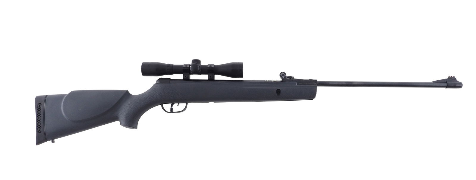 Gamo Shadow 1000 Pellet Rifle: s.n. 04-1C-112627-04, .177 cal., 18" barrel with iron sights, a BSA 22 Special 4x32 scope and black synthetic stock. Exempt 