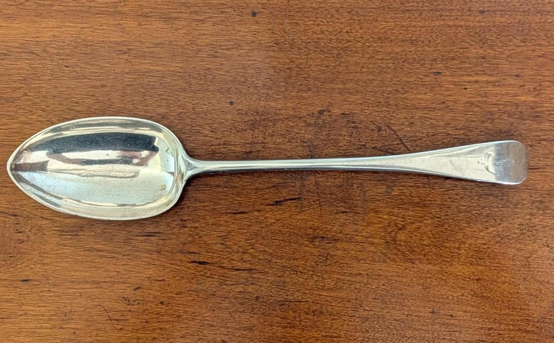 Hortace Wood, London Sterling Silver Stuffing Spoon: ca. 1883; 11.875" in length; 161.4 grams 