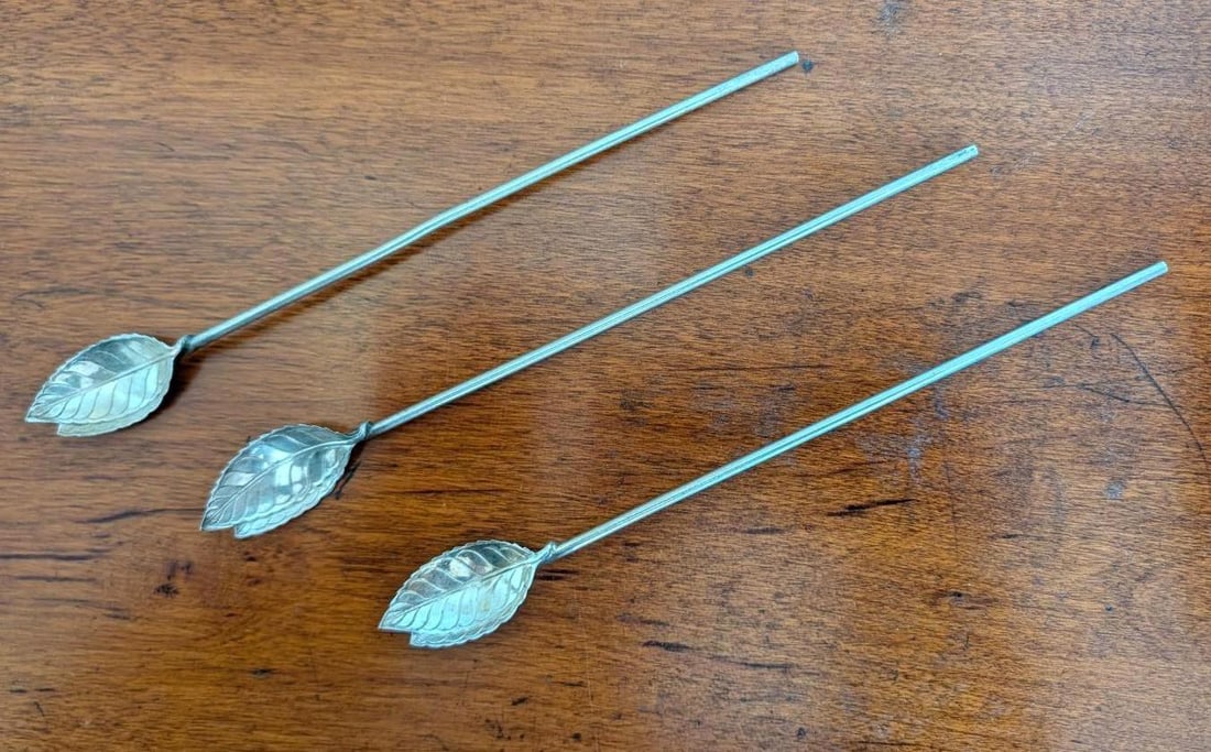 Set of (3) Tiffany Sterling Silver Iced Tea Spoons: 8.5" in length, 38.7 grams 