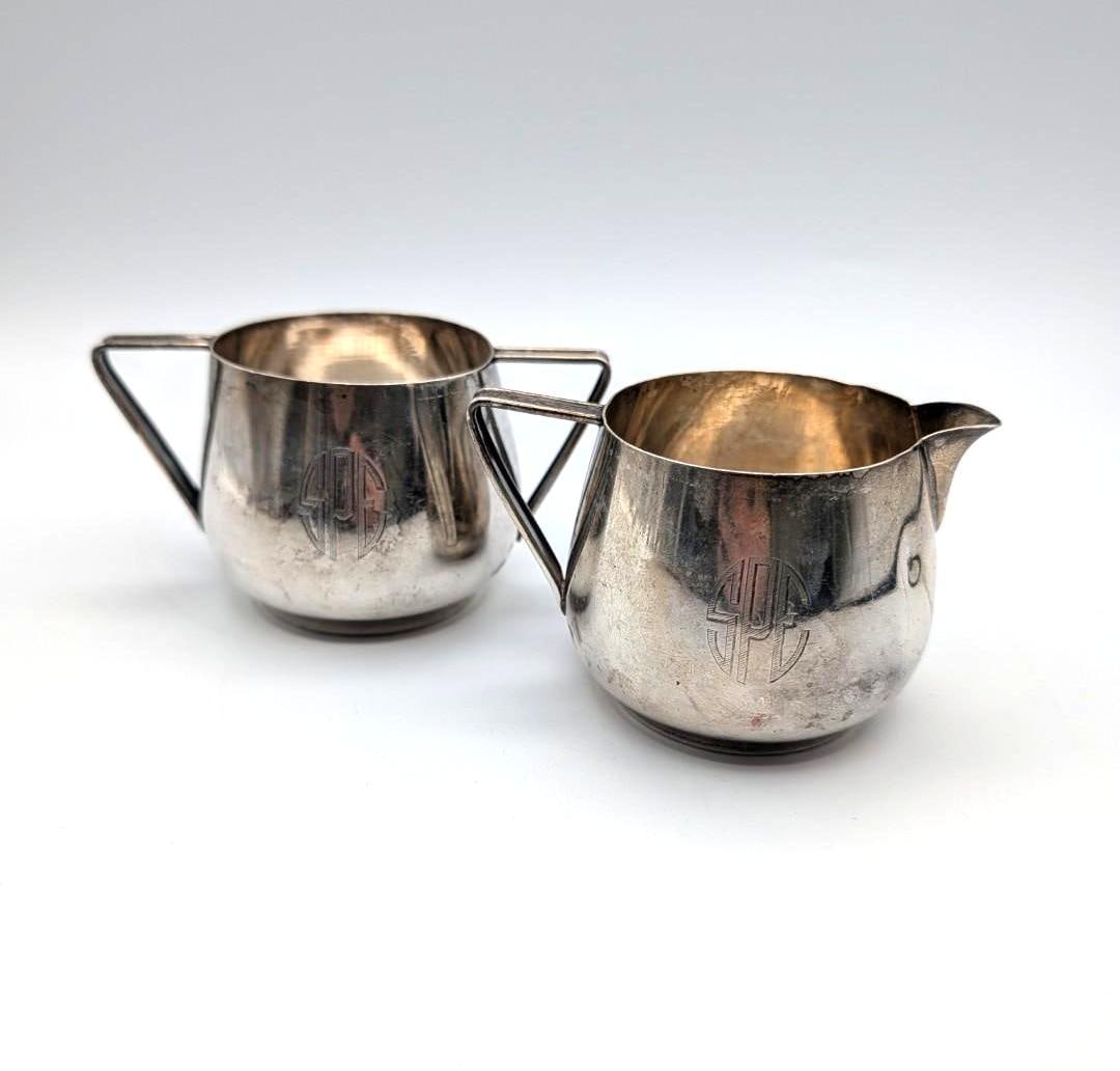 Art Deco Sterling Silver Sugar & Creamer - 2