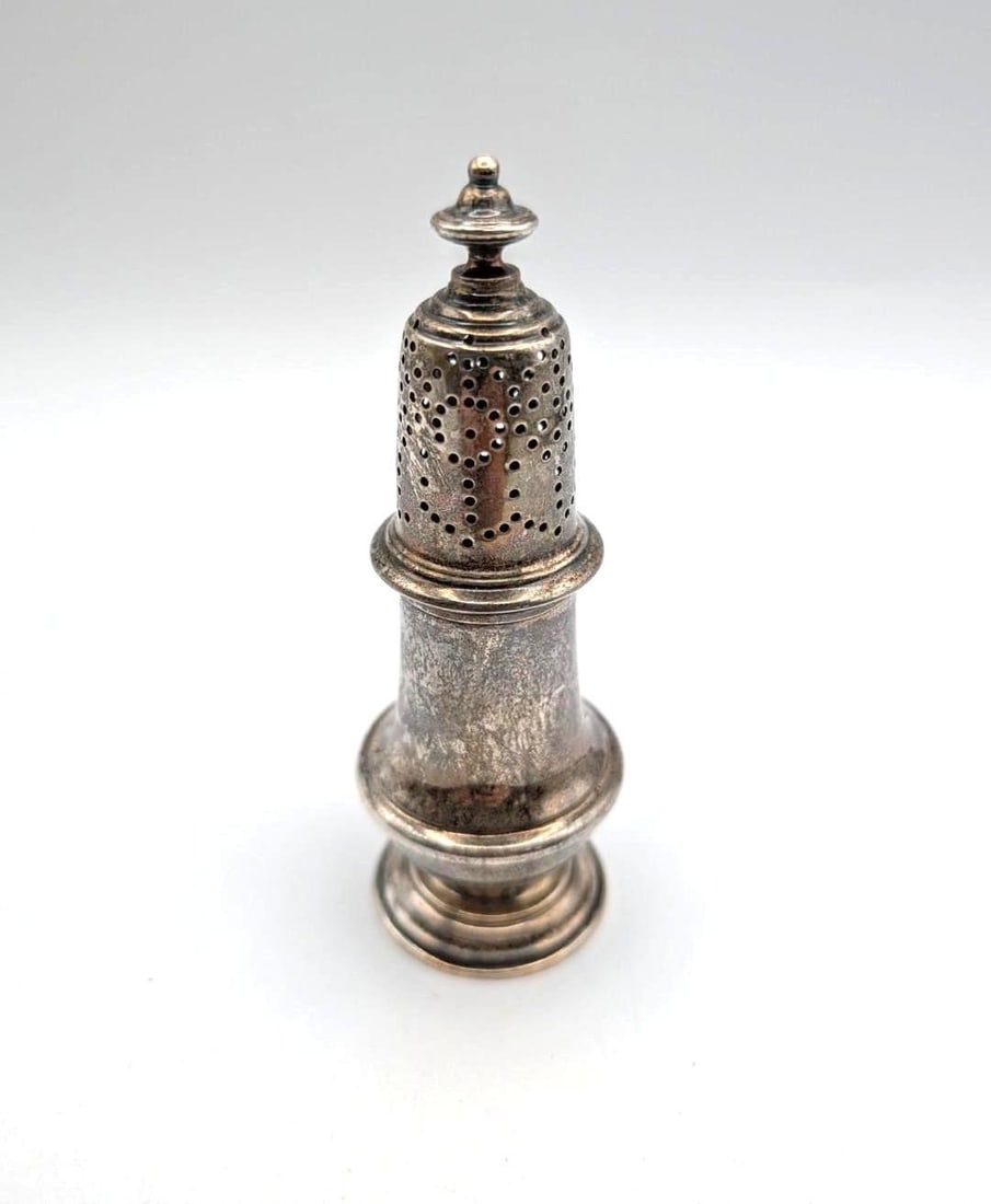 Sterling Silver Muffineer or Shaker: 4.325" in height; 46.4 grams 