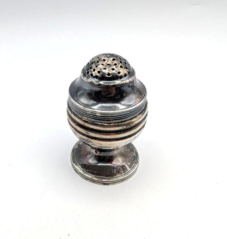 London Sterling Silver Muffineer or Shaker: 2.625" in height; 38.5 grams 