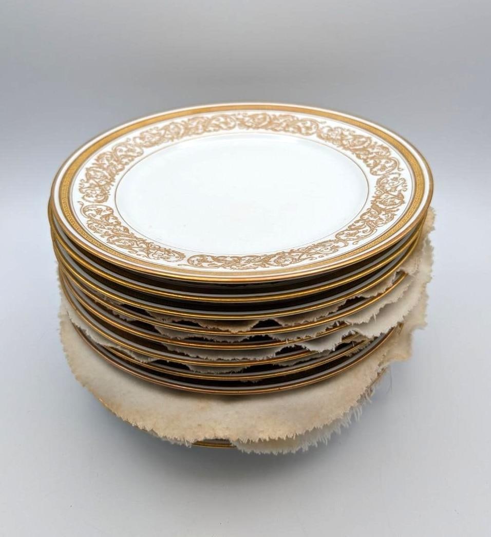 (12) Limoges Dessert Plates: 8.375" in diameter 