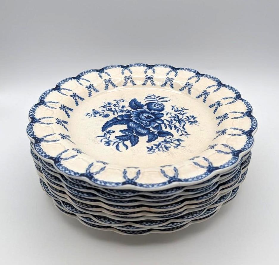 (10) Antique Booths Transfer Decorated Plates: 9" in diameter; a few minor imperfections 