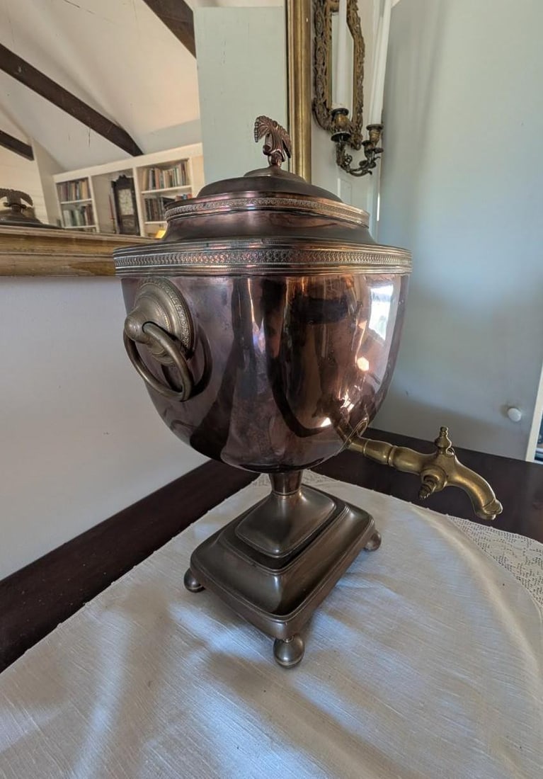 Copper & Brass Samovar: 19" in height; spout handle removed but present