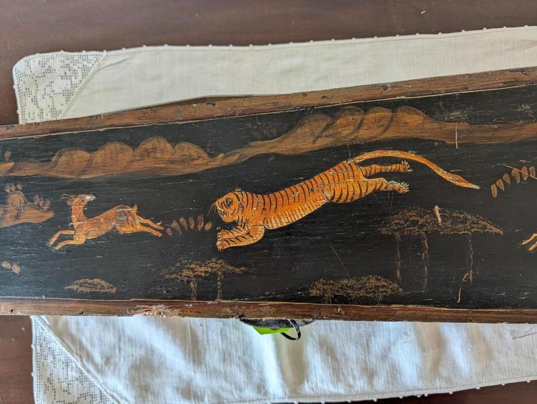 Antique Hand Painted Violin Case - 4