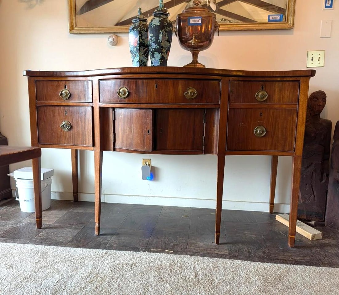 Period Hepplewhite Mahogany & Satinwood Serpentine Front Sideboard (1 of 7)