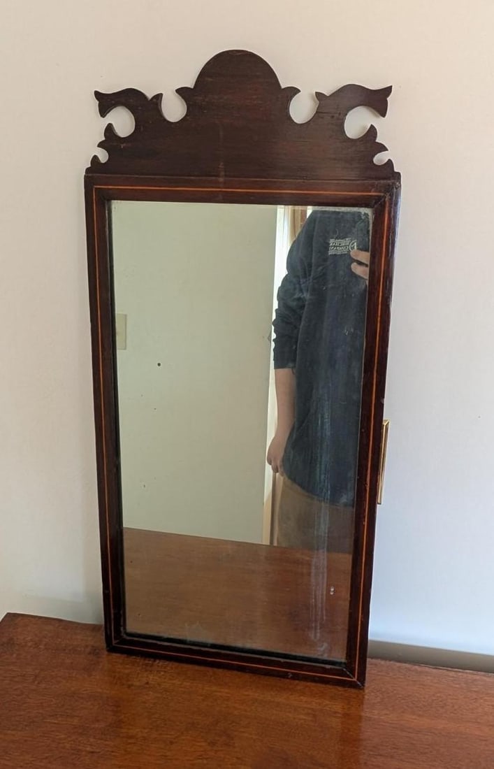 Inlaid Chippendale Mirror: 28.5" x 13" 
