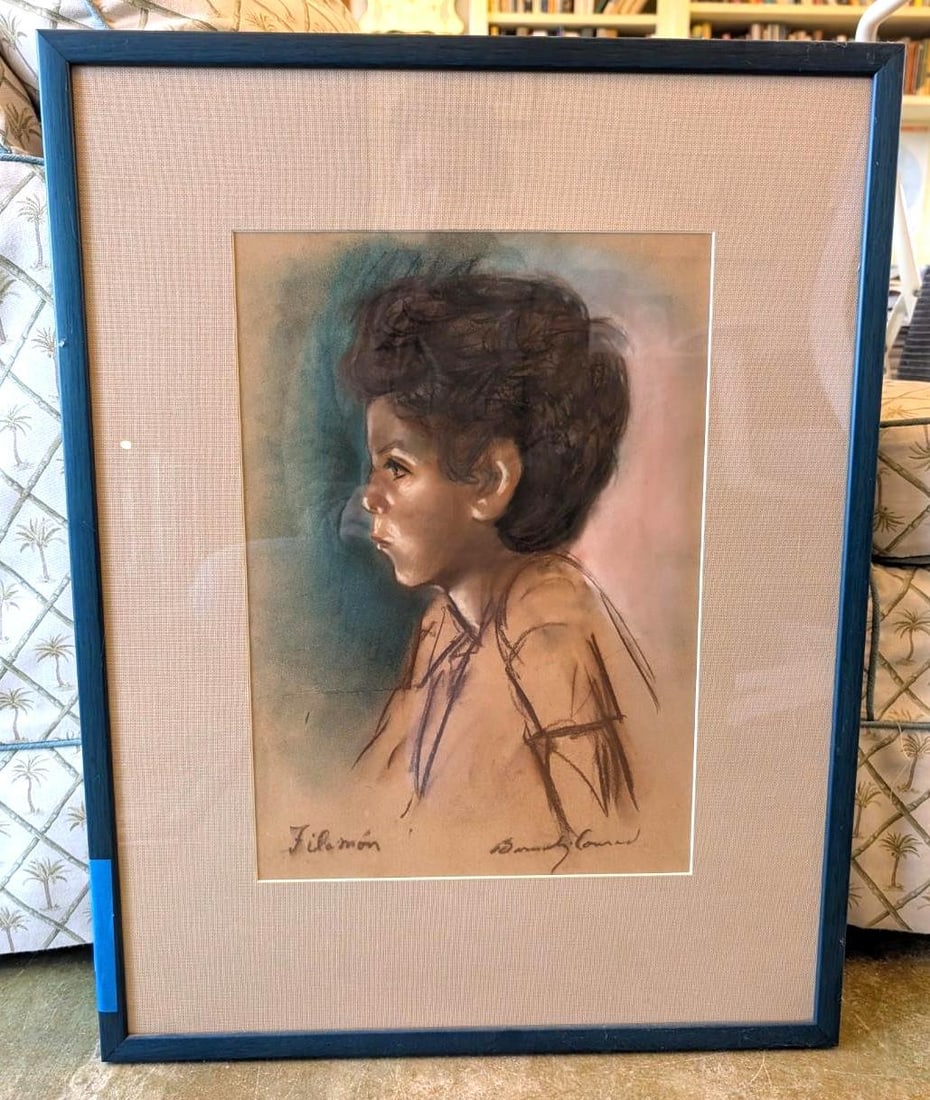 Barnaby Conrad Pastel Portriat "Filamon": slr & titled ll; 27" x 21.25" framed 