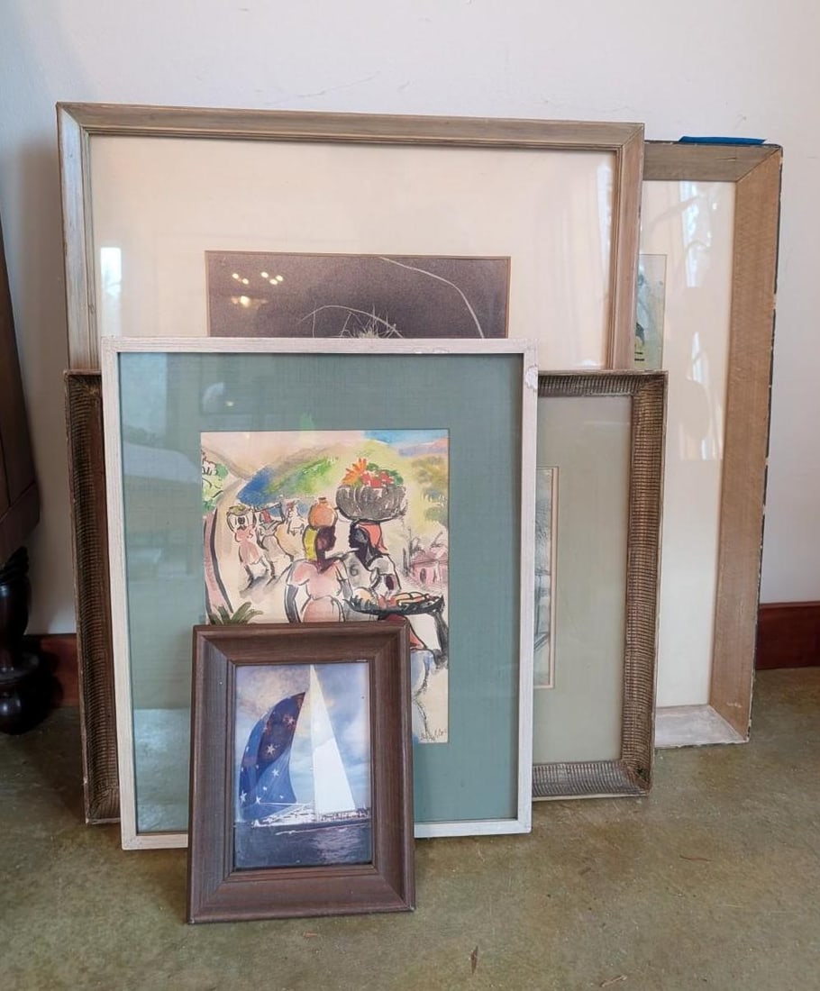 (5) Framed Paintings & Prints: the largest being 27" x 27" 