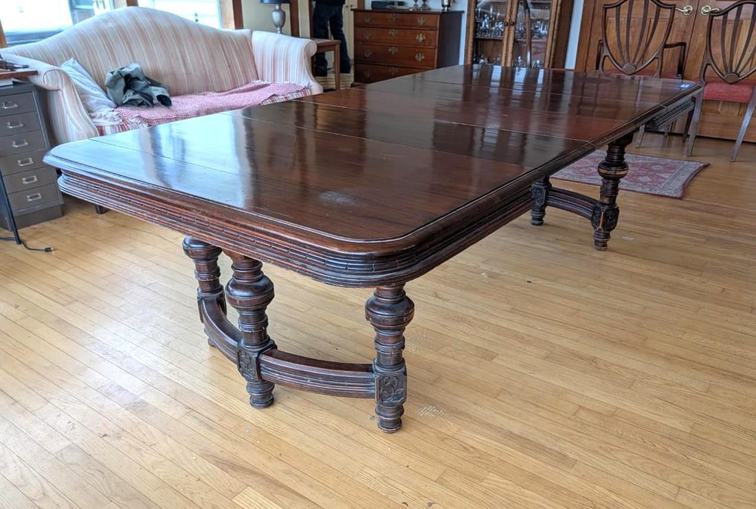 French Henry II Mahogany Dining Room Table - 2