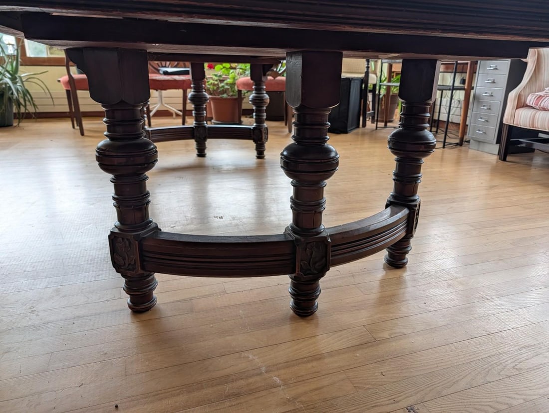 French Henry II Mahogany Dining Room Table - 8