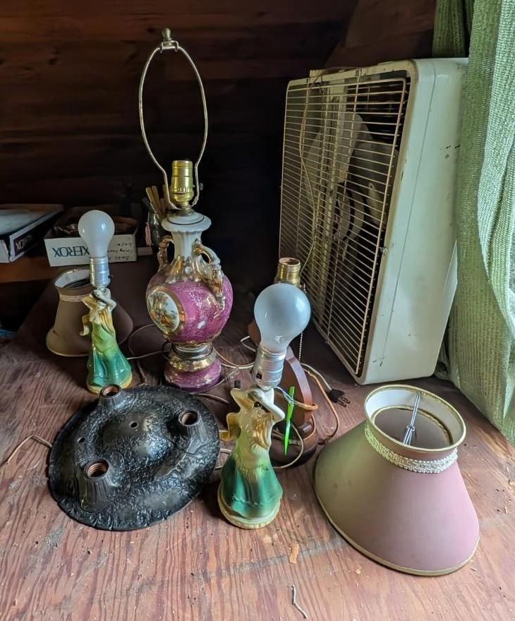 (3) Nightstand Lamps & (1) Table Lamp: tallest is 14" 