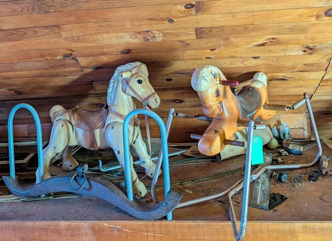 (2) Vintage Child's Poly Rocking Horses & Child's Ox Yoke (1 of 10)