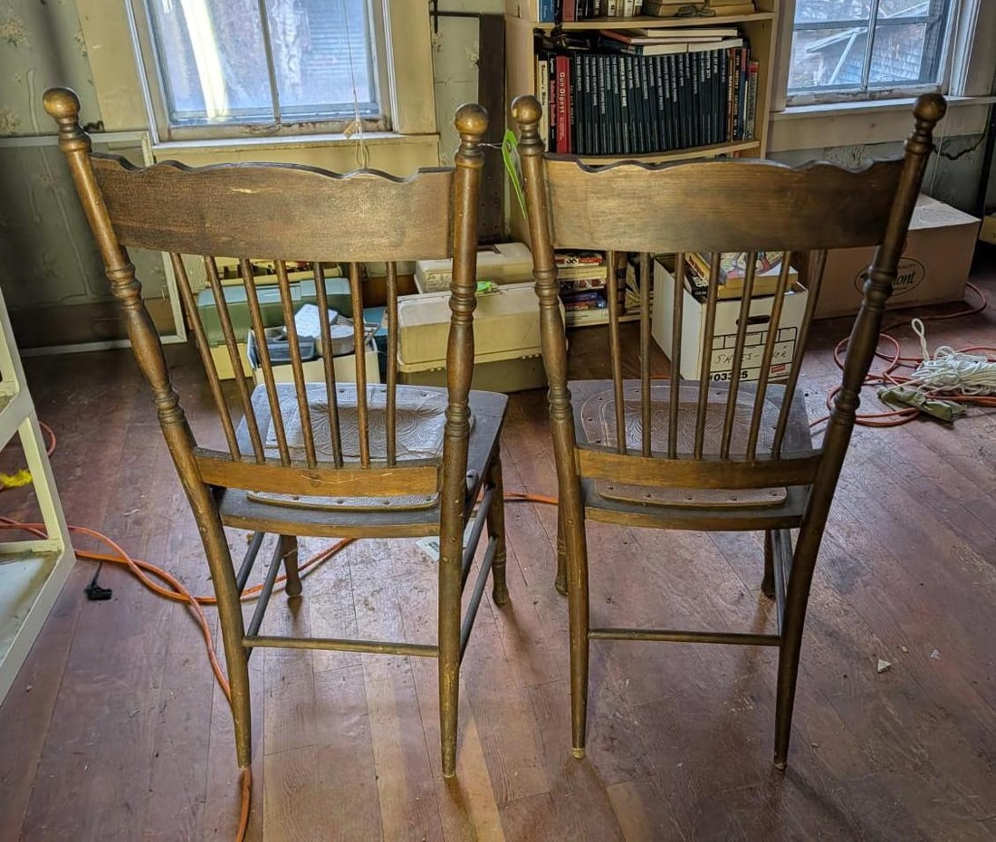 (2) Oak Pressed Back Chairs - 4