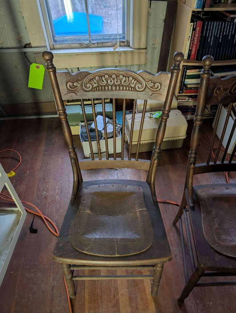 (2) Oak Pressed Back Chairs - 5