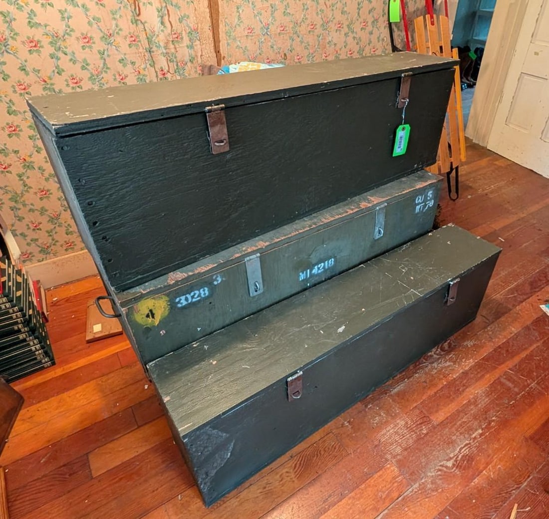 (4) Plywood Gun Storage Boxes: approx. 45"x 8" x 13" 