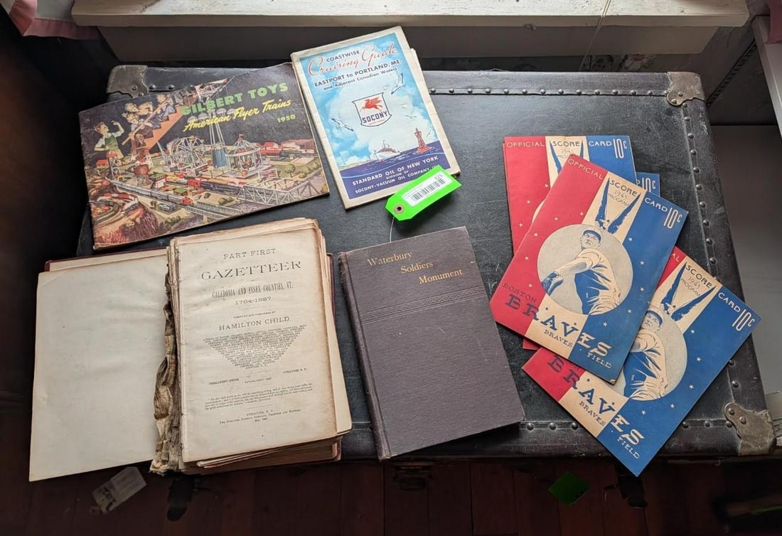 (4) Asst. Ephemera: 1942 Boston Braves Scorecards; 1864-1867 Caledonia & Essex Gazasteer 